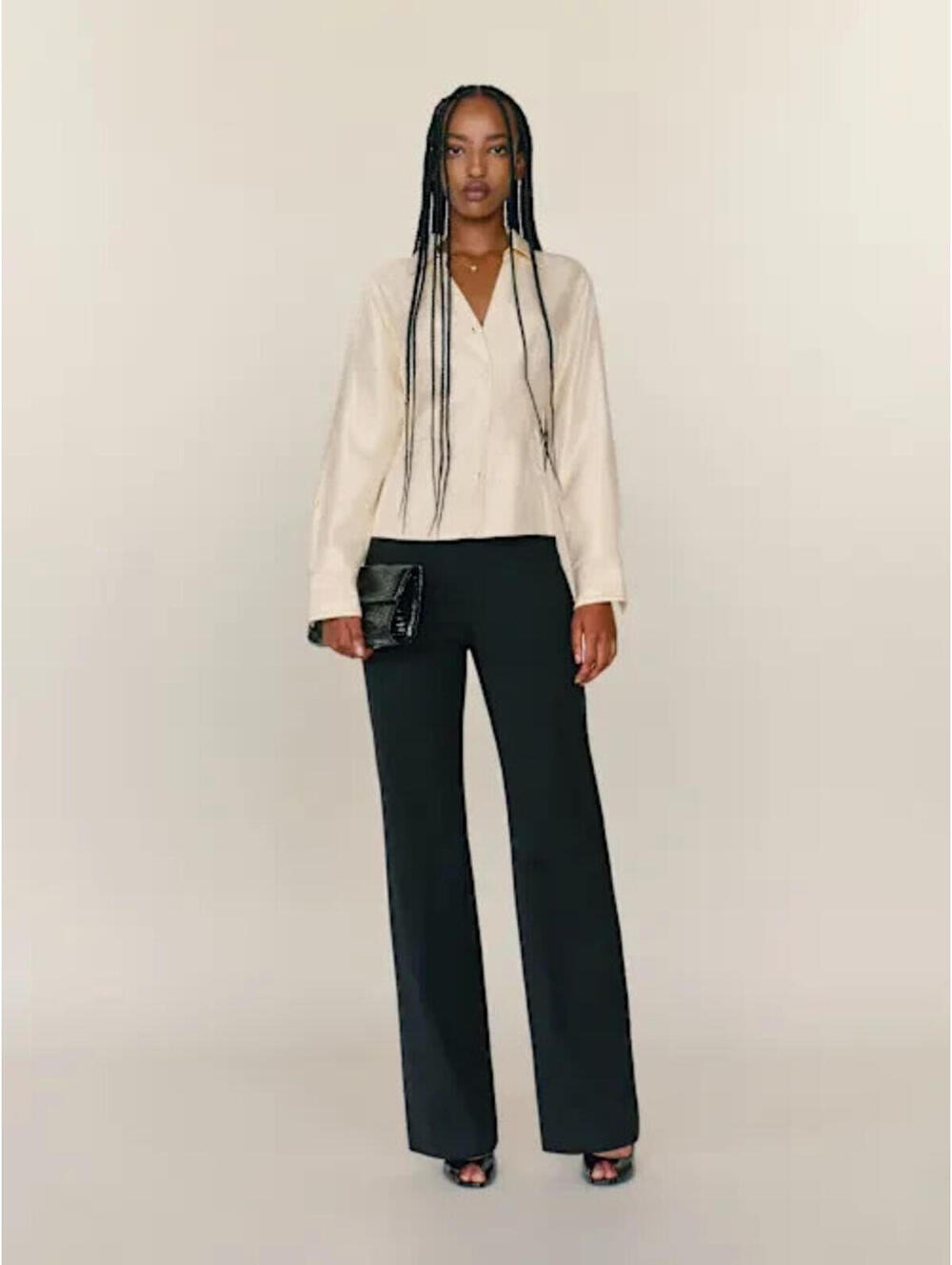 NEW, Reformation x Camille Rowe Nico Shirt in Beige Sz 10 #T3868